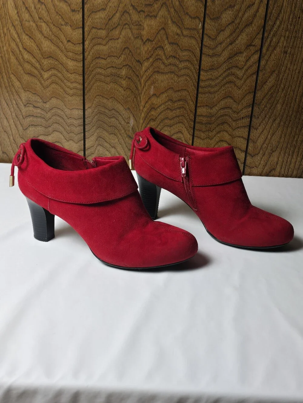 Coach and Four Red Suede Ankle Booties